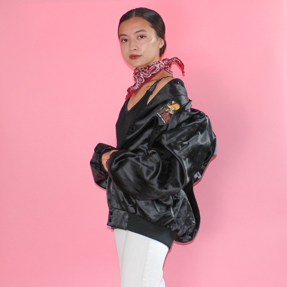 Vintage Jackets & Blazers - (165) VTG 1980s Satin Bomber Jacket